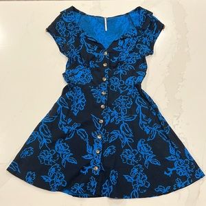 Free People: ‘A Thing Called Love’ Linen Blend, Navy Blue Dress